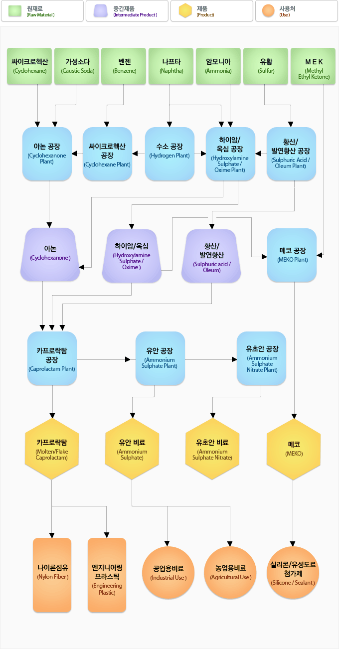 카프로락탐 제조 공정도 - 아래 내용 참조